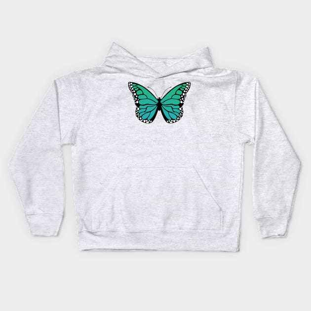 Mariposa monarca - TURQUOISE Kids Hoodie by JosanDSGN